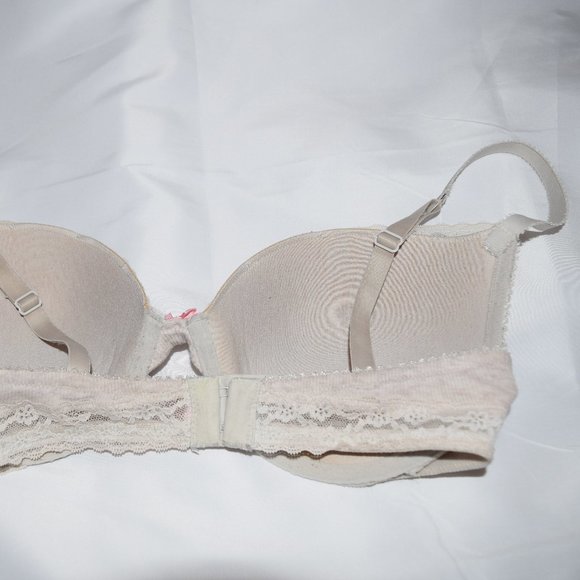 Victoria’s Secret 36C T-Shirt Bra Plunge Ribbed Heather Lace Pink Bow 322147-3TA - Picture 7 of 8